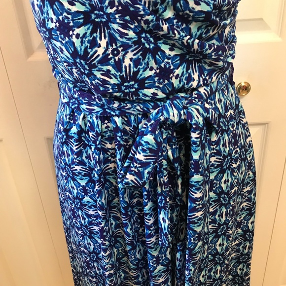 Coldwater Creek Indigo Abstract Floral Dress sz 4 - Picture 3 of 8